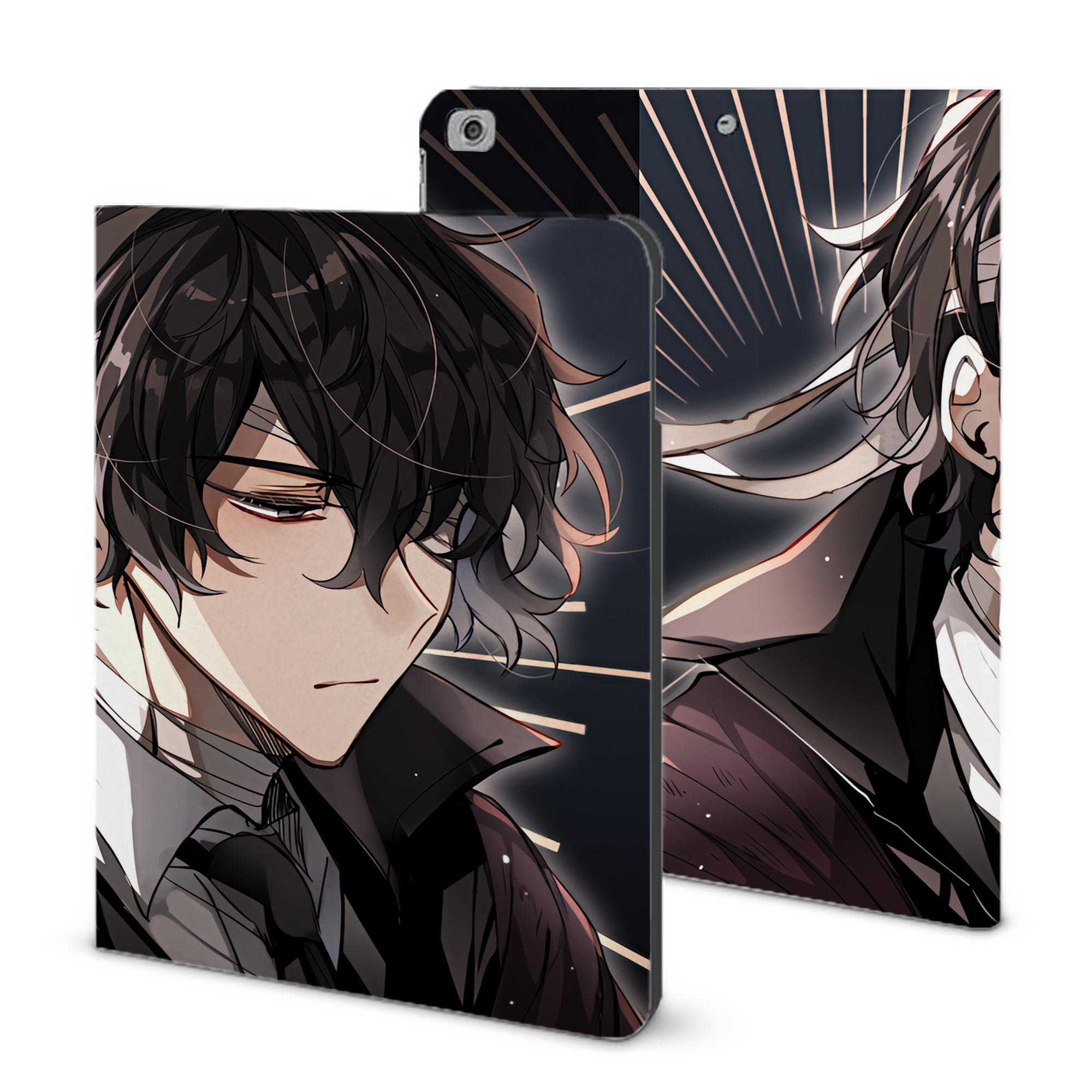 （画像用） 文豪ストレイドッグス Bungo Stray Dogs IPad ケース ブック型 PUレザー TPU 耐衝撃 軽量 薄型 ペン収納なし 全面保護 IPad 各モデル対応
